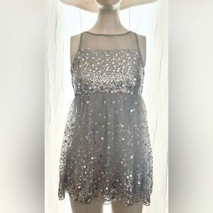 Crystal Doll Gray and Silver Sequins Tulle Tutu Dress Kids Size 8
